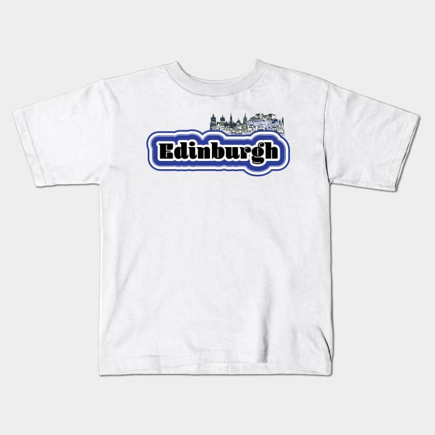 Edinburgh, Scotland Cityscape Skyline Kids T-Shirt by cricky